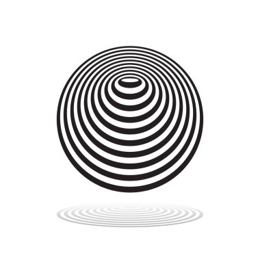 Çember tasarım elemanı. Üç boyutlu illüzyon. Soyut geometrik simge. Vektör sanatı.