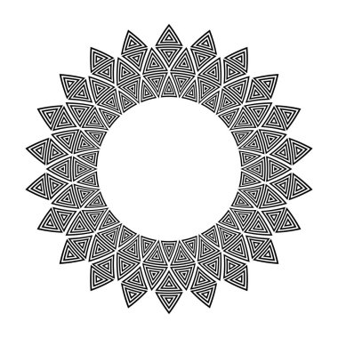 Dairesel çerçeve şeklinde geometrik desen. Dekoratif tasarım öğesi. Vektör sanatı.