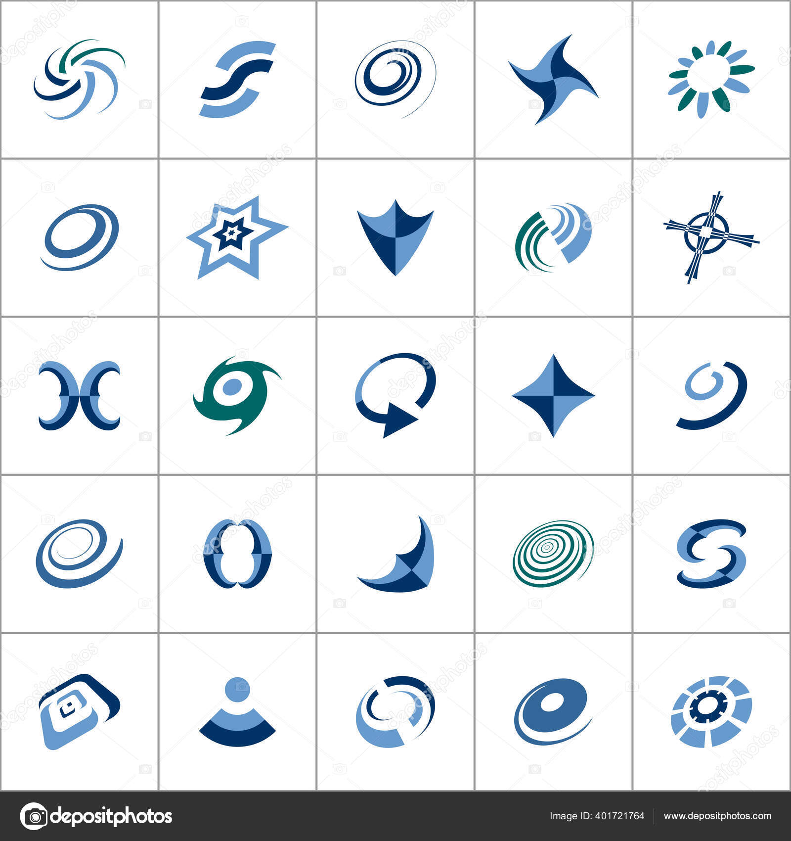 Spiral Rotation Circle Cross Shape Design Elements Abstract Icons Set ...