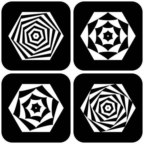 Abstracte Geometrische Iconen Zeshoekvorm Ontwerpelementen Ingesteld Vectorkunst — Stockvector