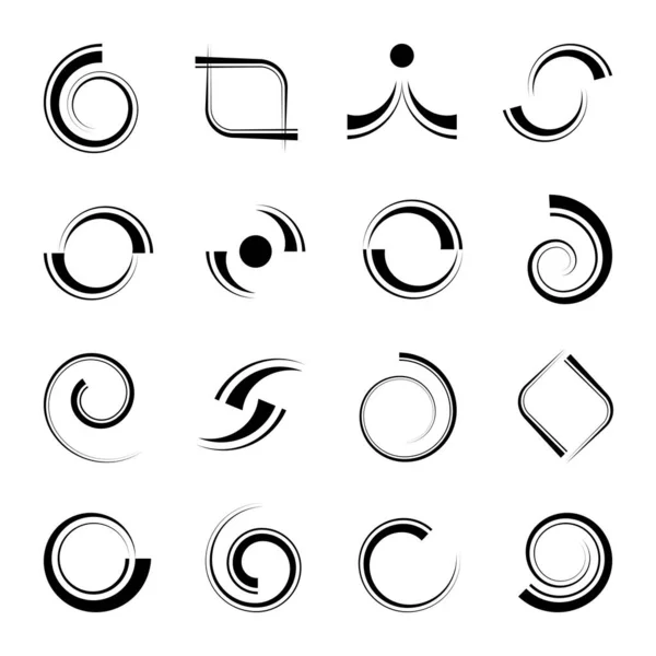 Iconos Espirales Abstractos Elementos Diseño Establecidos Arte Vectorial — Vector de stock