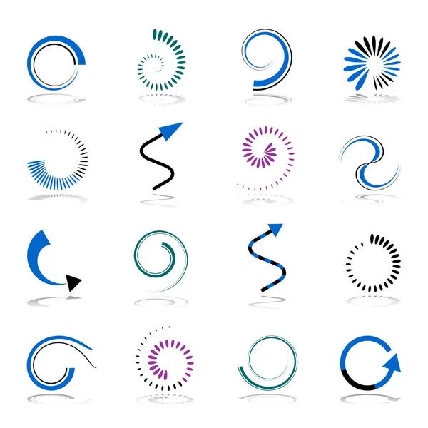 Iconos Espiral Flecha Elementos Diseño Establecidos Arte Vectorial — Archivo Imágenes Vectoriales