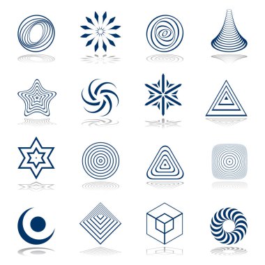 Tasarım elemanları ayarlandı. Soyut geometrik simgeler. Vektör sanatı.