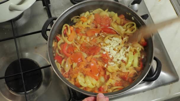 Cooking Vegetable Lecho — Stock Footage Cooking Vegetable Lecho Stock Video