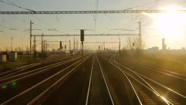 Движение железнодорожных путей — стоковое видео