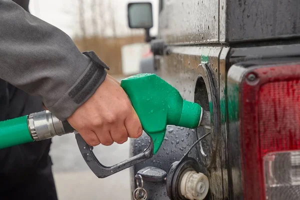 Fuel Nozzle Filling Car — Stock Photo, Image