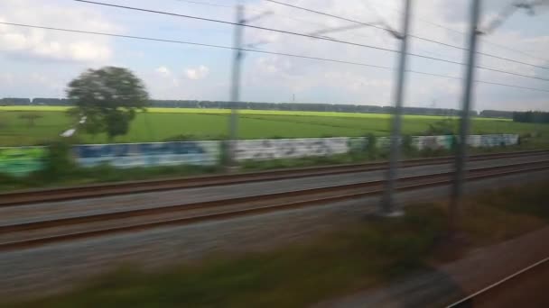 Tren yolculuğu pencere görünümü — Stok video