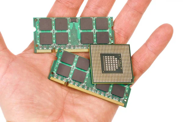 Memory modules and processor for laptops — Stock Photo, Image