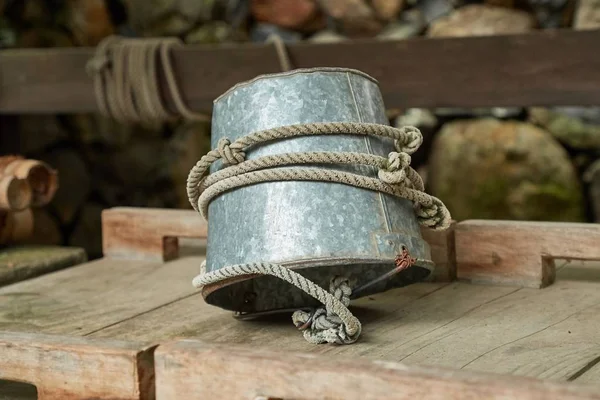 Metal bucket for a well — Stock Photo, Image