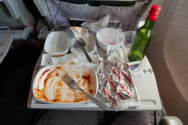 Airline food consumed — Stock Photo, Image