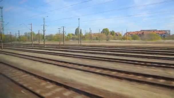 Tren yolculuğu pencere görünümü — Stok video