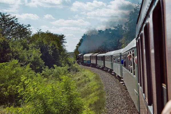 A gőzmozdony vonat-utazás — Stock Fotó
