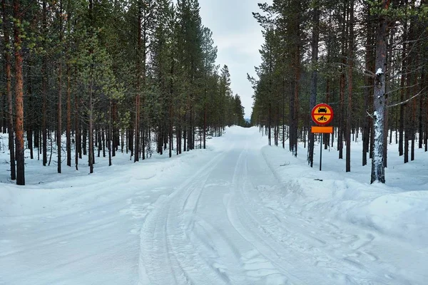 Снежная зимняя дорога — стоковое фото