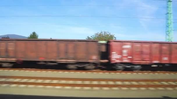 Tren yolculuğu pencere görünümü — Stok video