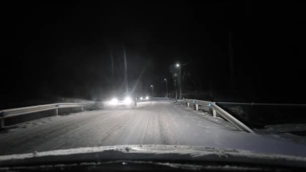 Conducir en la nieve — Vídeo de stock