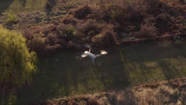 Drone Mitad Vuelo Disparado Desde Otro Dron — Vídeo de stock