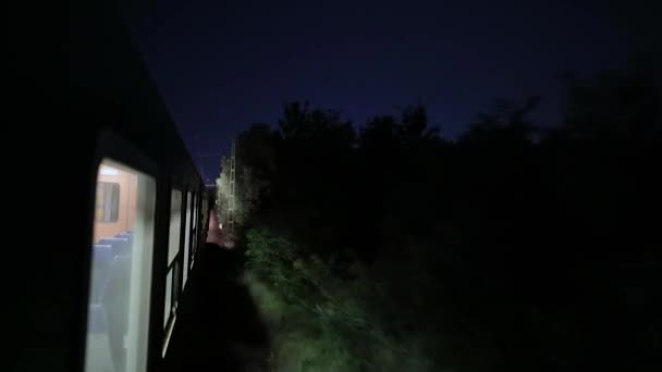 Tågresan på natten — Stockvideo