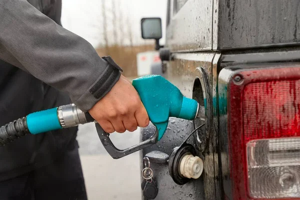 Fuel Nozzle Filling Car — Stock Photo, Image