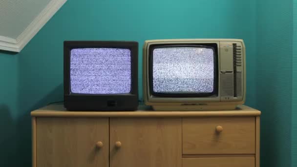 Vecchia TV senza segnale — Video Stock