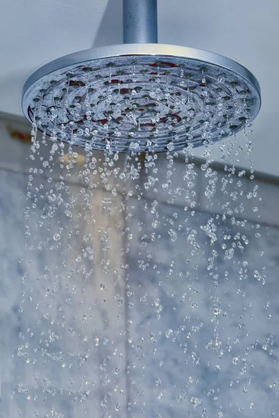 Shower water flowing