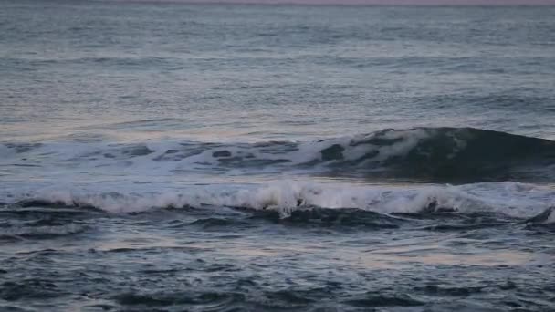 Темні морські хвилі ввечері, повільний рух — стокове відео