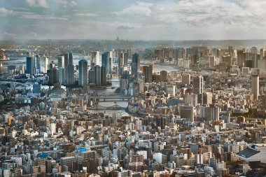 Tokyo şehir merkezi yukarıdan görünüyor.