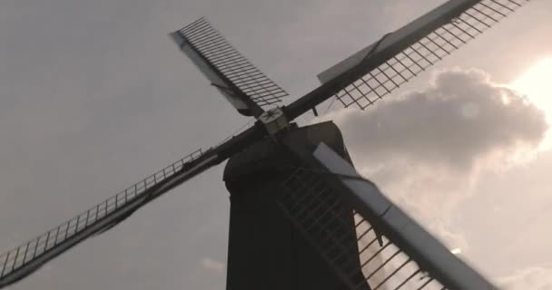 Traditionell väderkvarn i Nederländerna — Stockvideo