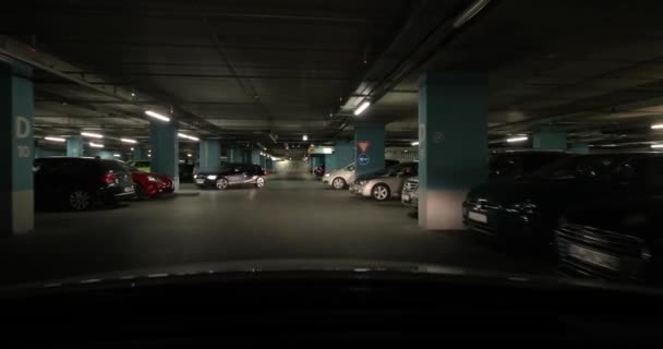 Driving in a parking lot basement — Stock Video