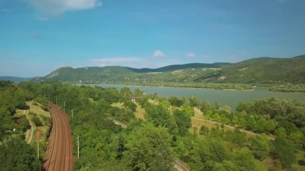 Letecká krajina dronů v Maďarsku — Stock video