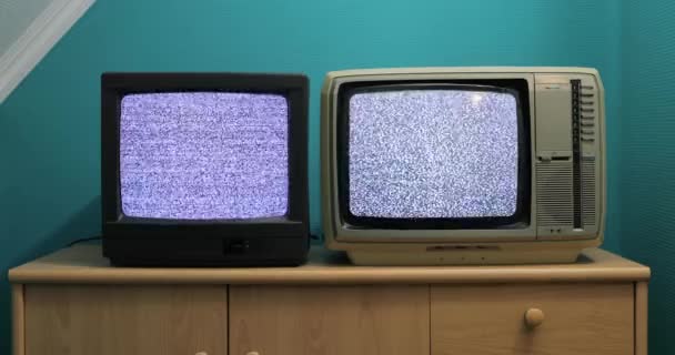 Gammal TV ingen signal — Stockvideo