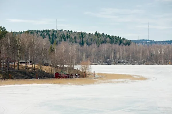 Donmuş göl Finlandiya 'dadır — Stok fotoğraf