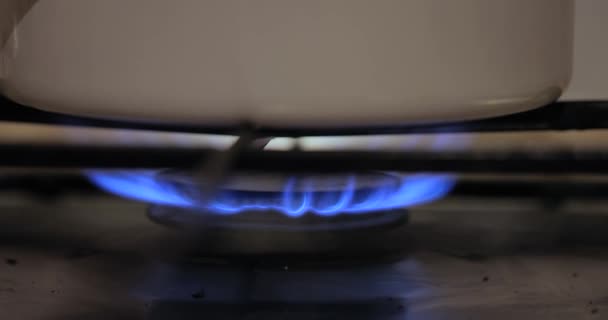 Brûle flamme cuisinière à gaz — Video