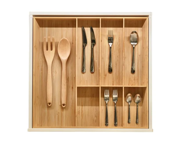 Outils de cuisine minimalistes rangés dans un tiroir — Photo