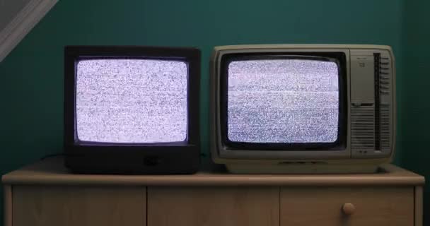 Gammal TV ingen signal — Stockvideo