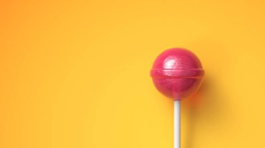 Sweet lollipop on bright yellow background with copy space clipart
