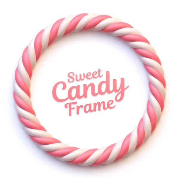 Rose et blanc marshmallow cadre cercle de bonbons — Image vectorielle