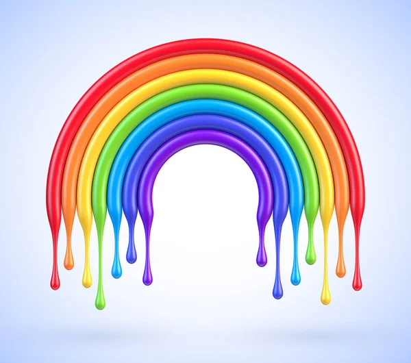Colorful rainbow arch with dripping paint 3d vector illustration — Stock Vector