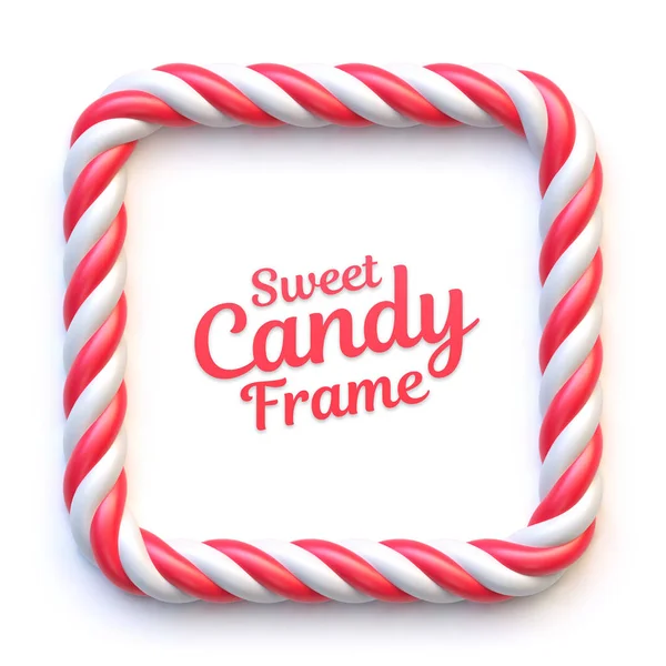 Candy canne cadre carré sur fond blanc — Image vectorielle