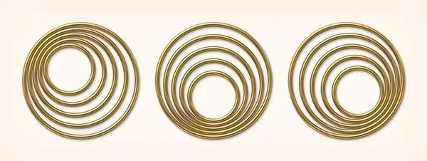 Altın eksantrik daire çerçeveler vektör çizim seti — Stok Vektör