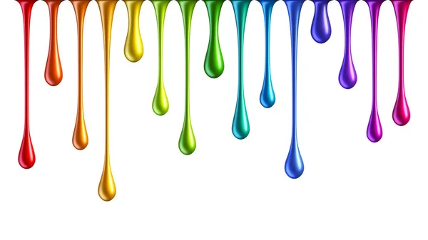 Colorido arco iris esmalte de uñas gotas aisladas sobre fondo blanco — Vector de stock