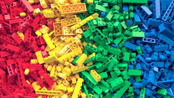 Lot of colorful toy bricks background. Educational toys for children. — Stock Photo, Image