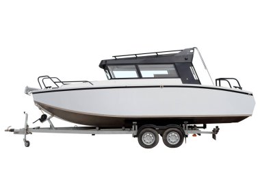 Beyaz arka plan üzerinde izole Modern motorlu tekne.