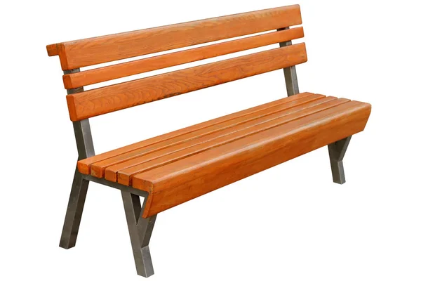 白い背景に分離された茶色の木製のベンチ — ストック写真
