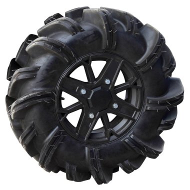 Yüksek modern quad bisiklet tekerleği basmak.