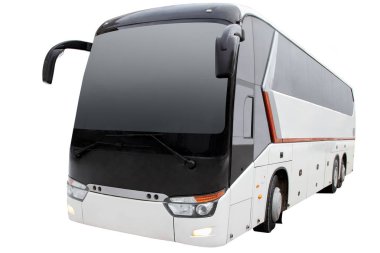 Beyaz arka plan üzerinde izole Modern Turist otobüsü.