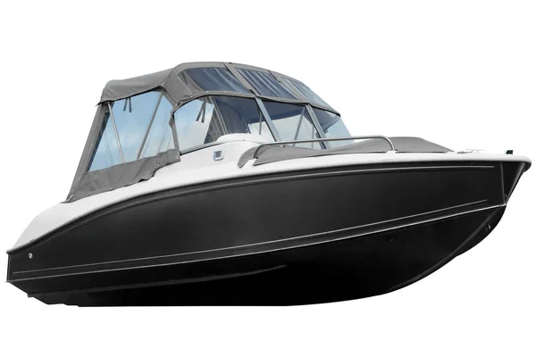 Moderne boot met canvas top geïsoleerd op witte achtergrond. — Stockfoto