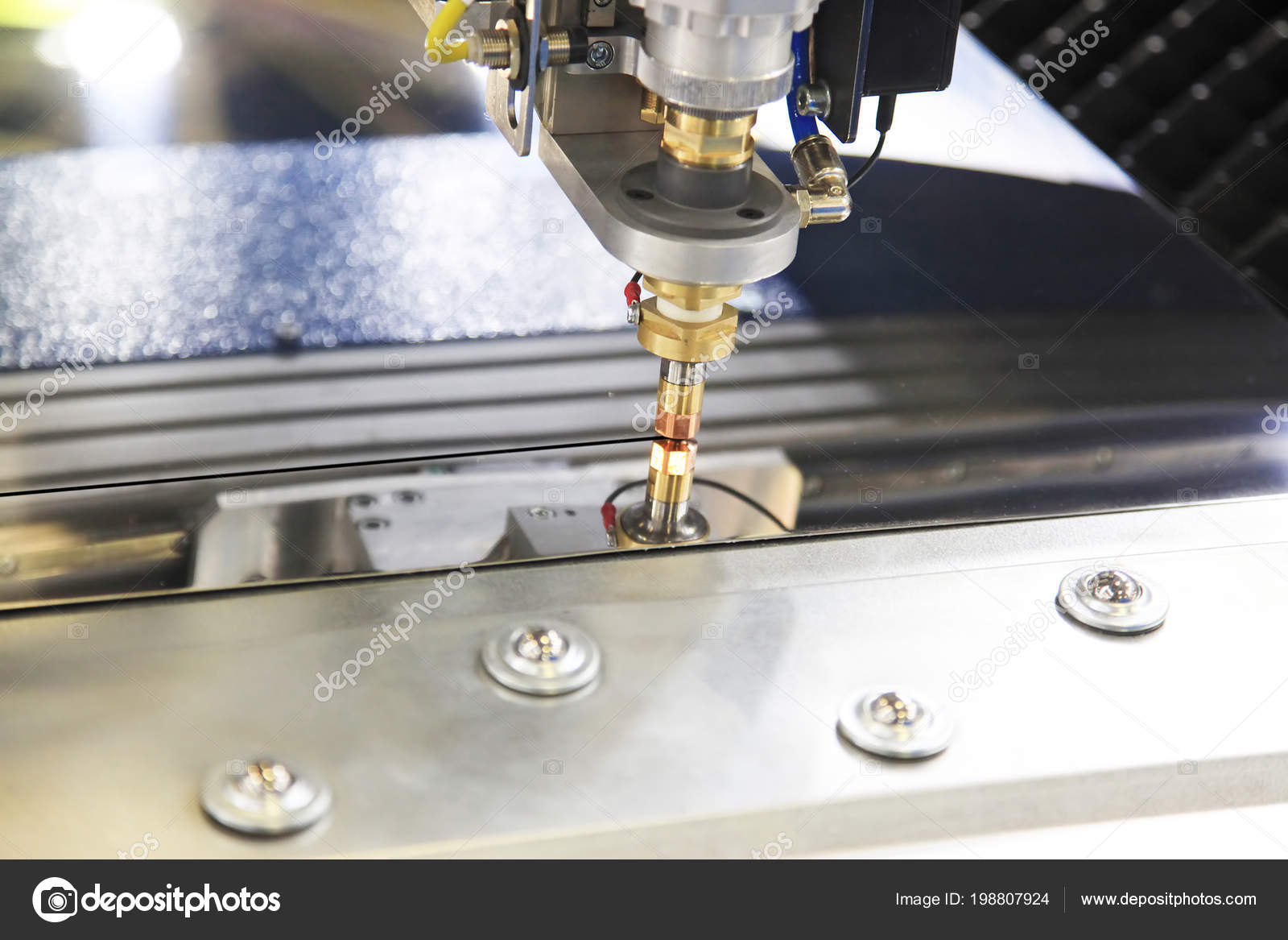 Laser Cutting Thin Stainless Steel Sheet — Stock Photo © spopov 198807924
