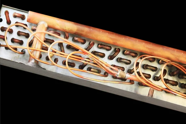 Copper tubes in heat exchanger — Stock Photo, Image