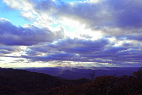 Puesta Sol Sobre Las Montañas Desde Reddish Knob Virginia Occidental — Foto de Stock
