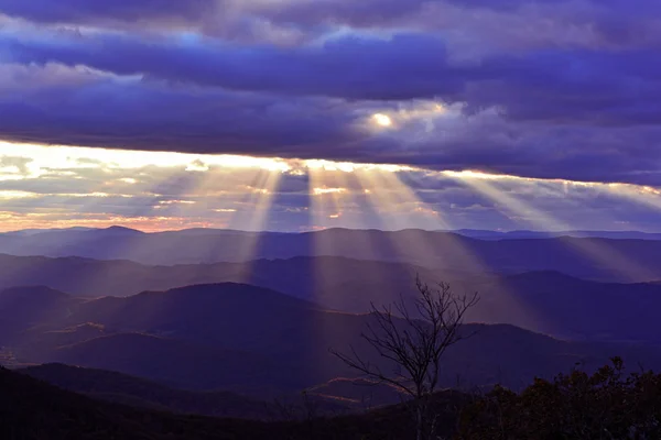 Solnedgång Över Bergen Från Reddish Knob West Virginia — Stockfoto